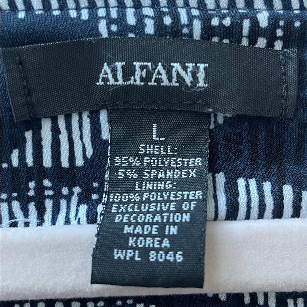 Alfani Navy and White Abstract Blouse - Picture 2 of 11